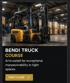 Bendi articulated forklift in a warehouse