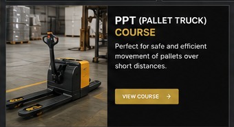Powered pallet truck in a warehouse